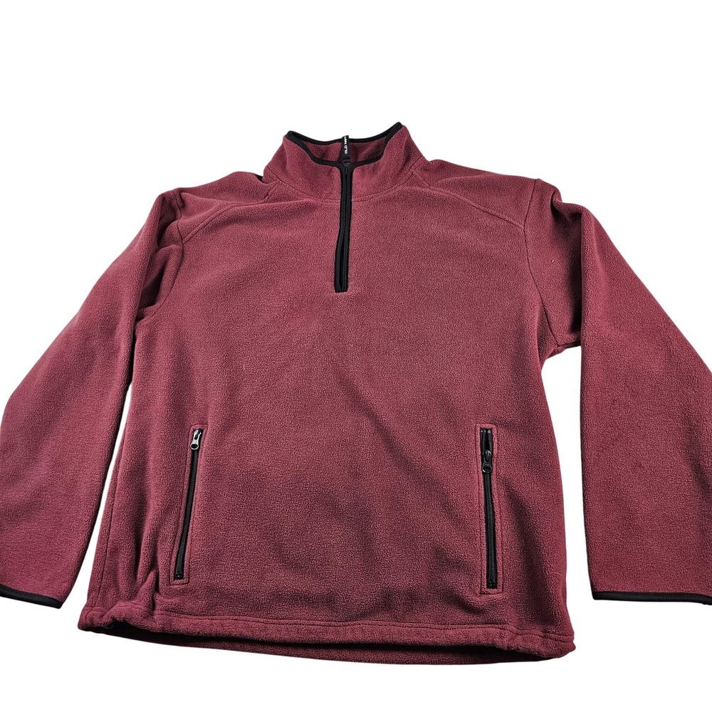 Old Navy Quarter Zip Jacket Mens L Burgundy Fleece Pullover Warm